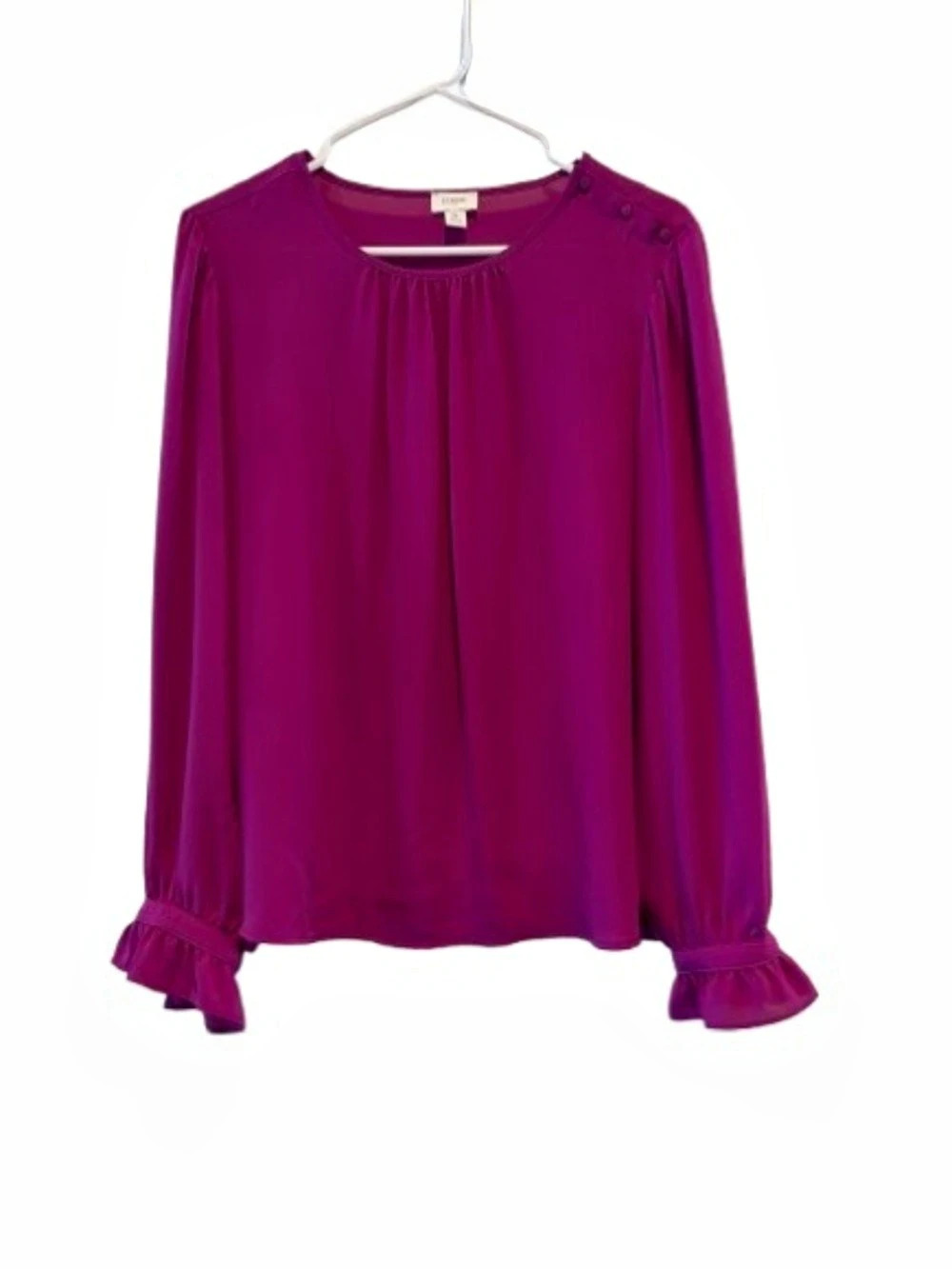 J.Crew Ruffle Cuff Blouse in Pink Size XL Like New